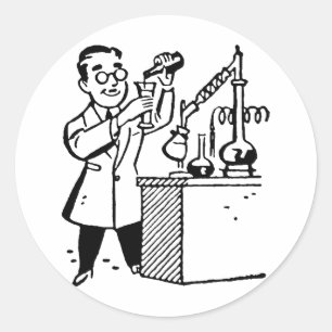 実験室のコートの混合の化学薬品の科学者 ラウンドシール