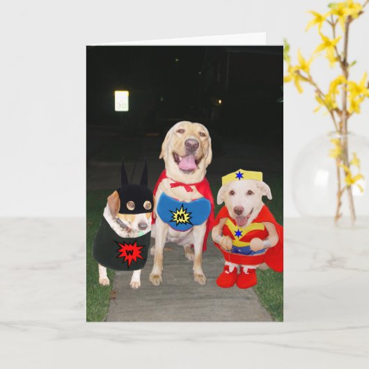 実験室のハロウィンカスタマイズ可能でおもしろいなすごい犬かカード カード (黄色い花)