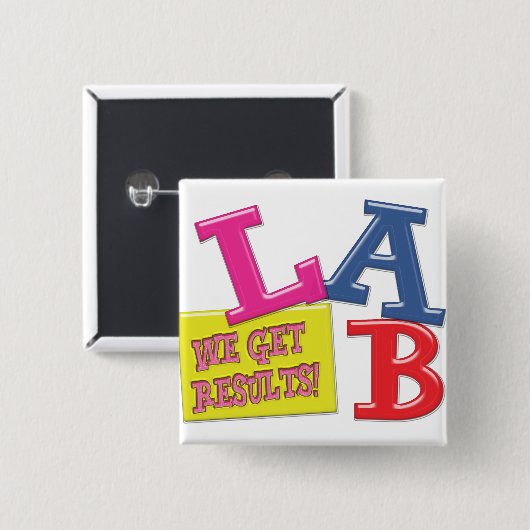 実験室のモットー-私達は結果を得ます-衛生検査隊 缶バッジ (正面&裏面)