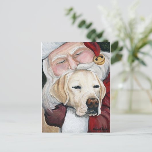 "実験室サンタの抱擁"は芸術のクリスマスの郵便はがき得ます シーズンポストカード (スタンド正面)