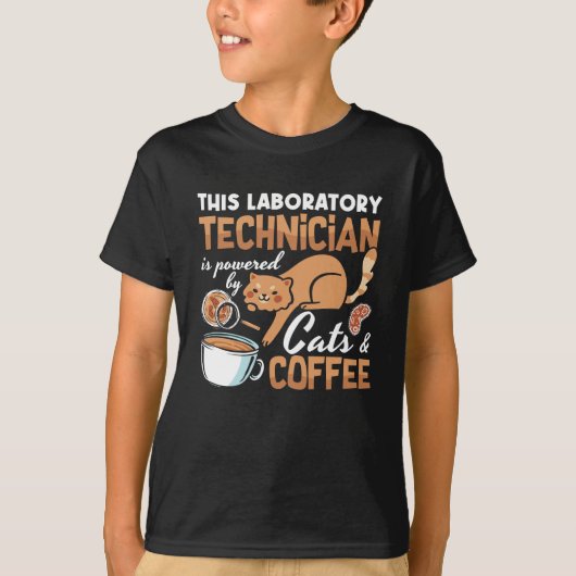 実験室技術猫喫茶科学研究所テック Tシャツ (正面)