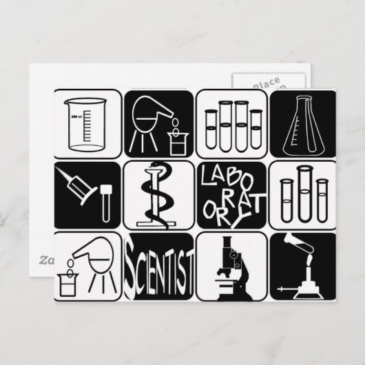 実験室科学者の記号とツール ポストカード (正面/裏面)