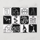 実験室科学者の記号とツール ポストカード (正面)