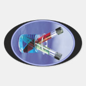 実験室試験管とビーカー 楕円形シール (正面)