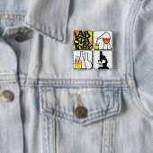 実験室4の正方形-ビーカー/顕微鏡 缶バッジ (インサイチュ)