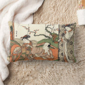客の浮世絵の木版で丁重にベッドに入る ランバークッション (ブランケット)