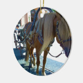 客を待つ馬と馬車 セラミックオーナメント (左)