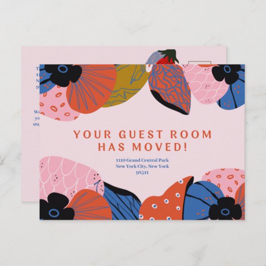 客室が移動しました – お知らせ ポストカード (正面/裏面)