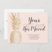 客室はパイナップル軽い金ゴールドの赤面移動を動かしました 案内ポストカード (正面/裏面)