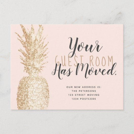 客室はパイナップル軽い金ゴールドの赤面移動を動かしました 案内ポストカード (正面)