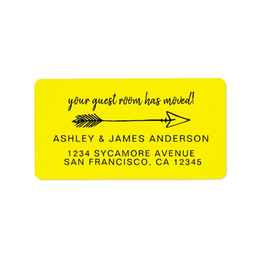 客室は明るい黄色の新しいアドレスに移動 ラベル (正面)