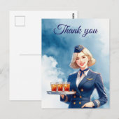 客室乗務員が飲み物をサービスしています ポストカード (正面/裏面)