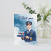 客室乗務員が飲み物をサービスしています ポストカード (スタンド正面)