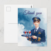 客室乗務員が飲み物をサービスしています ポストカード (正面/裏面)