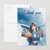 客室乗務員が飲み物をサービスしています ポストカード (正面/裏面)