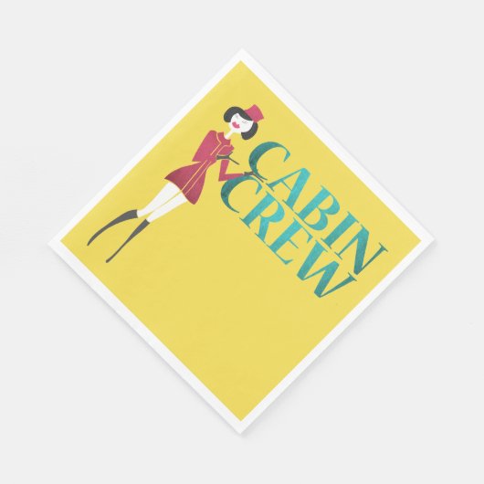 客室乗務員付き添い人付き飛行タイポグラフィ スタンダードランチョンナプキン (角)