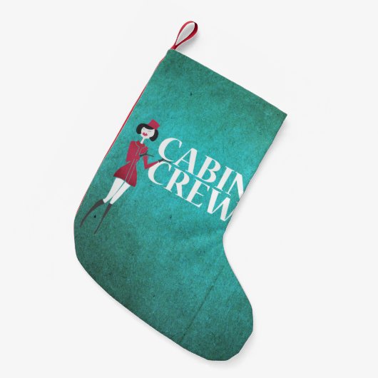 客室乗務員付き添い人付き飛行タイポグラフィ スモールクリスマスストッキング (正面 (吊り時))