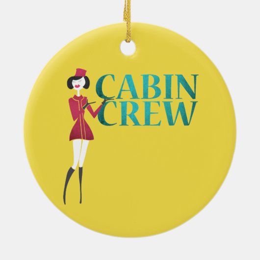 客室乗務員付き添い人付き飛行タイポグラフィ セラミックオーナメント (裏面)