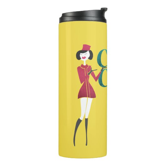 客室乗務員付き添い人付き飛行タイポグラフィ タンブラー (回転左)