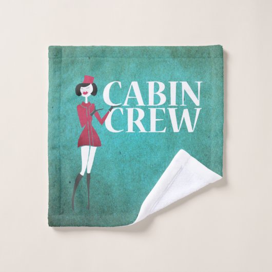 客室乗務員付き添い人付き飛行タイポグラフィ バスタオルセット (ウォッシュタオル)