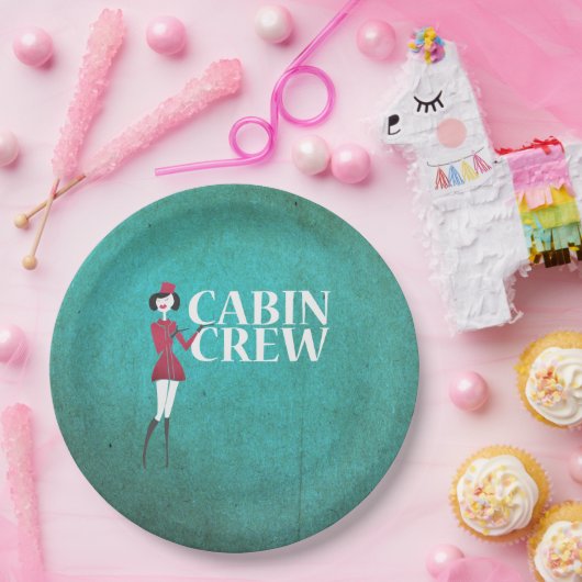 客室乗務員付き添い人付き飛行タイポグラフィ ペーパープレート (パーティー)