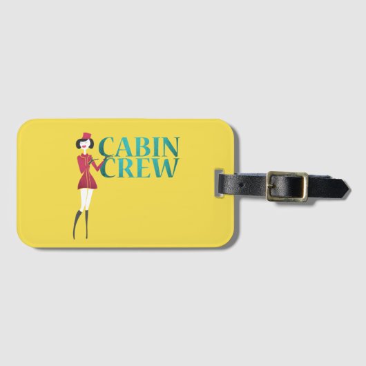 客室乗務員付き添い人付き飛行タイポグラフィ ラゲッジタグ (正面横)