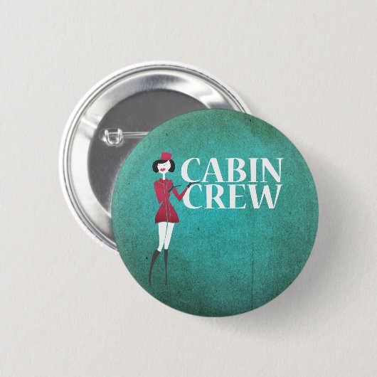 客室乗務員付き添い人付き飛行タイポグラフィ 缶バッジ (正面&裏面)