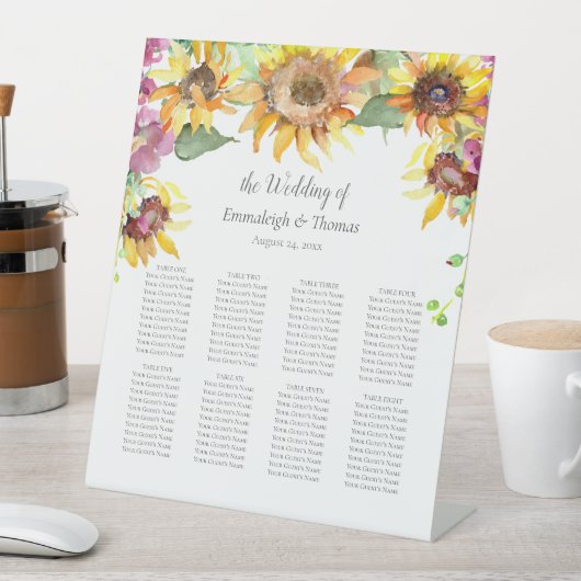 客席チャートヒマワリ秋花模様 台座サイン (インサイチュ)