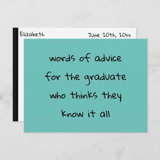 客用の卒業式パーティアドバイスカード ポストカード (正面/裏面)