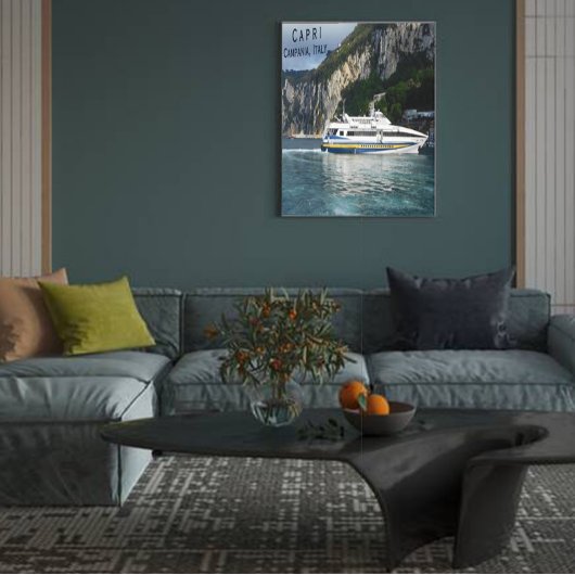 客船カプリイタリアの風光明媚な景色 キャンバスプリント