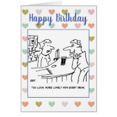 客飲はバーメイドに可愛らしい顔を言う (正面)