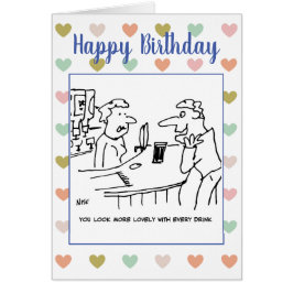 客飲はバーメイドに可愛らしい顔を言う