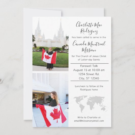 宣教師のお知らせ 招待状 (裏面)