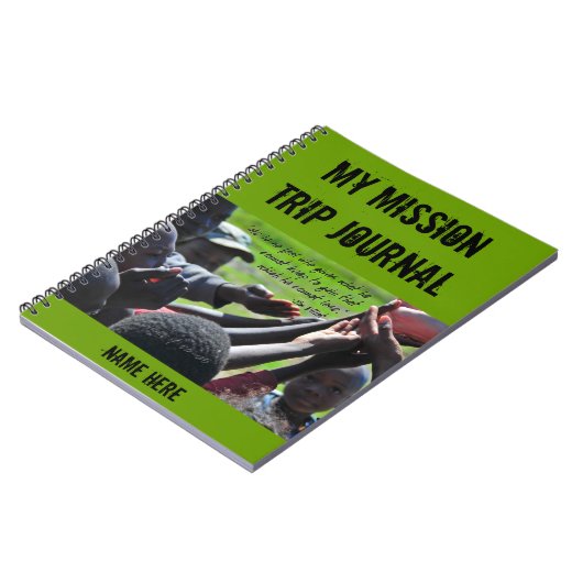 宣教師ジムエリオットの引用文のノート ノートブック (左側)