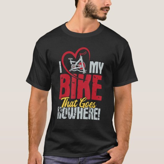 室内で回転しない自分の自転車が大好き Tシャツ (正面)