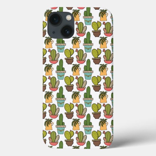 室内のサボテンと吸汁物のポットパターン Case-Mate iPhoneケース (裏面)
