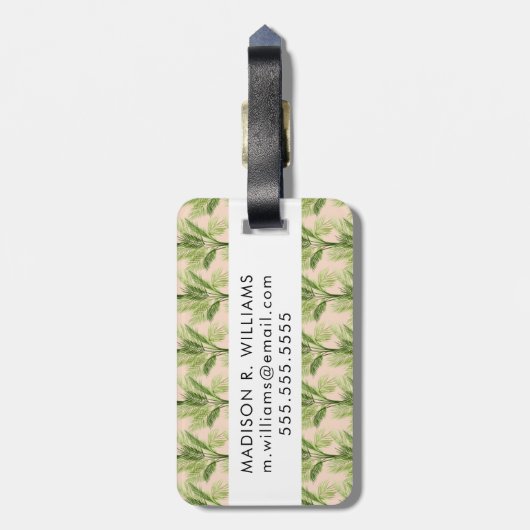 室内オアシス |ヤシの木のパターン ラゲッジタグ (裏面縦)