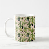室内オアシス |植物のラインアップパターン コーヒーマグカップ (左)