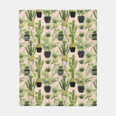 室内オアシス |植物のラインアップパターン フリースブランケット (正面)