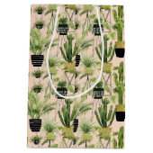 室内オアシス |植物のラインアップパターン ミディアムペーパーバッグ (裏面)