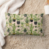 室内オアシス |植物のラインアップパターン ランバークッション (ブランケット)