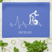 室内スピニングサイクルハートビーパーソナライズされたト キッチンタオル (折り畳み)