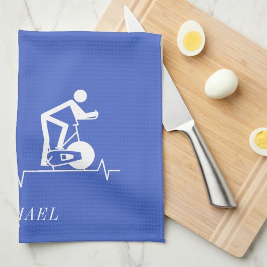 室内スピニングサイクルハートビーパーソナライズされたト キッチンタオル (四つ折り)