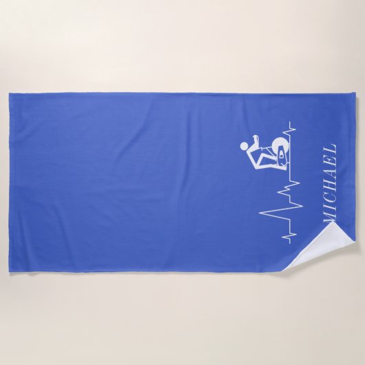 室内スピニングサイクルハートビーパーソナライズされたト ビーチタオル (正面)