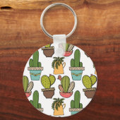室内用サボテンと多肉類のポットパターン キーホルダー (正面)