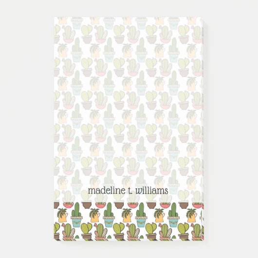 室内用サボテンと多肉類のポットパターン ポストイット (正面)