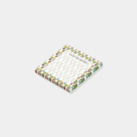 室内用サボテンと多肉類のポットパターン ポストイット (アングル)