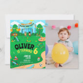 室内遊び場の写真を使ったバースデーカード 招待状 (正面)