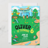 室内遊び場の誕生日パーティー（年齢不問） 招待状 (正面)