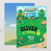 室内遊び場の誕生日パーティー（年齢不問） 招待状 (正面/裏面)